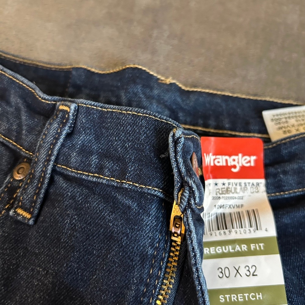 Wrangler Five Star Heritage Jeans Mens 30x32 Dark Wash Blue Regular Stretch NWT - Picture 5 of 13